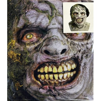 Yüze Yapışan Kafaya Tam Geçmeli Streç Korkunç Zombie Maske Bez Ma..