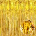 Altın Gold Renk Ekstra Metalize Parlak Saçaklı Arka Fon Perde İthal A Kalite 1X2 Metre