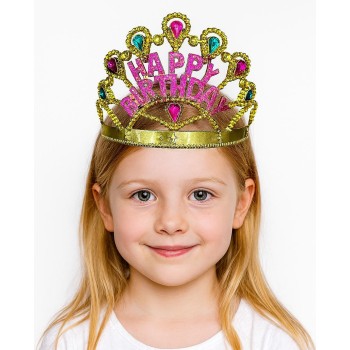 Altın Renk Happy Birthday Yazılı Doğum Günü Tacı 60 Cm