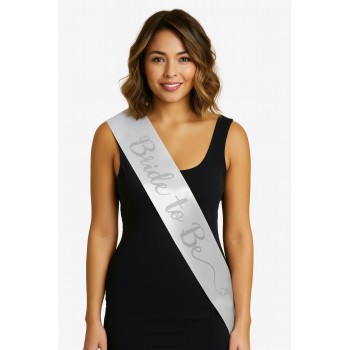 Beyaz Saten Üzerine El Yazısı İtalik Gümüş Bride To Be Kuşağı 10 ..