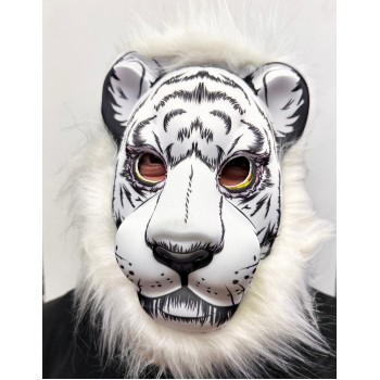 Beyaz Yeleli Aslan Maskesi Mega Peluş Maske 8 No