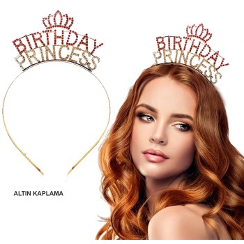 Birthday Princess Kristal Taç - Altın Kaplama