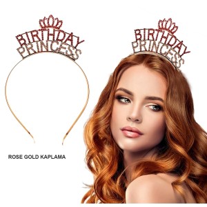 Birthday Princess Kristal Taç - Rose Gold Kaplama