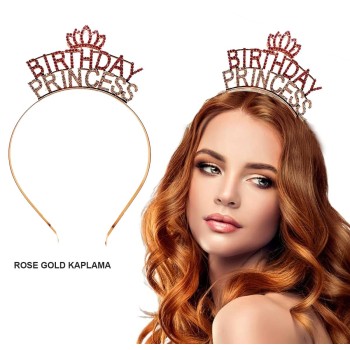 Birthday Princess Kristal Taç - Rose Gold Kaplama