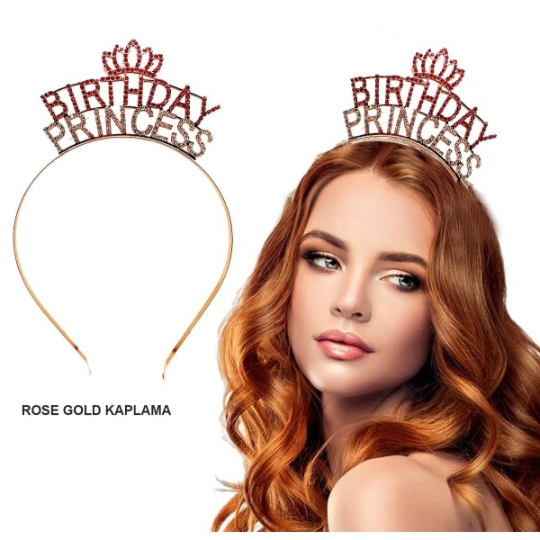 Birthday Princess Kristal Taç - Rose Gold Kaplama