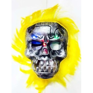 Cadılar Bayramı Halloween Işıklı Kurukafa Maske Sarı Saçlı
