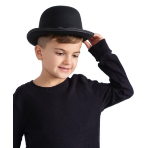 Charlie Chaplin Stil Çocuk Şapkası - Siyah Melon Parti Şapkası