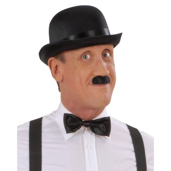 Charlie Chaplin Stil Yetişkin Şapkası - Siyah Melon Parti Şapkası