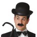Charlie Chaplin Stil Yetişkin Şapkası - Siyah Melon Parti Şapkası