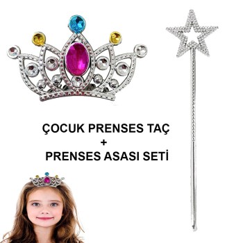 Çocuklar İçin Taraklı Prenses Tacı Ve Prenses Yıldız Asa Seti Güm..
