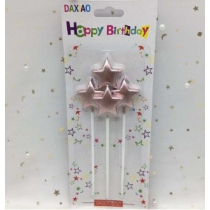 Çubuklu Metalize Yıldız Mum Doğum Günü Mumu Rose Gold