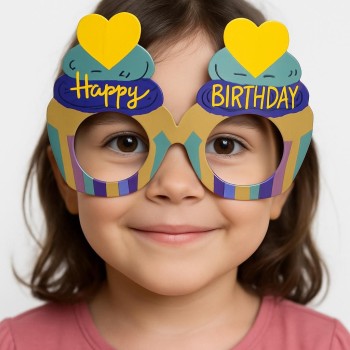 Cupcake Temalı Doğum Günü Renkli Karton Happy Birthday Gözlüğü 6 ..