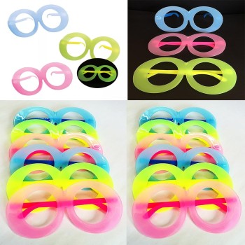 Fosforlu Oval Model Glow Parti Gözlüğü Karanlıkta Yanan Gözlükler..