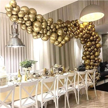 Gold Renk Krom Balon 100 Adet Ve Balon Zinciri Seti 5 Metre
