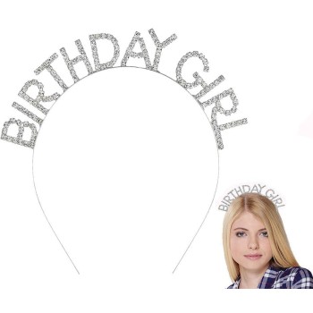 Gümüş Kristal Taşlı Birthday Girl Doğum Günü Tacı İthal Ürün A Ka..