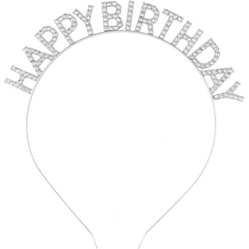 Gümüş Kristal Taşlı Happy Birthday Doğum Günü Tacı İthal Ürün A K..