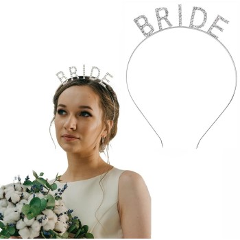 Gümüş Renk Bekarlığa Veda Kristal Taş Bride Tacı İthal 16X10 Cm