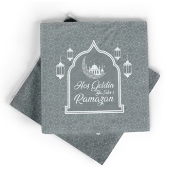 Gümüş Renk Hoşgeldin Ya Şehr-İ Ramazan Kağıt Peçete 20 Adet