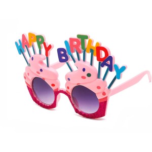 Happy Birthday Yazılı Pembe Fuşya Renk Parti Gözlüğü 12X7 Cm