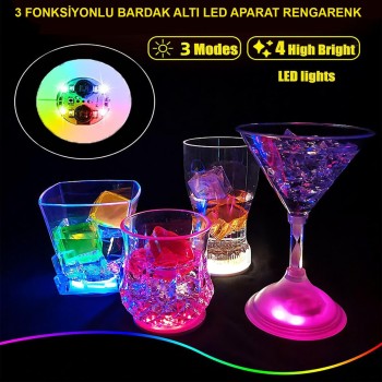 Işıklı Yapışkanlı Bardak Altı Aparatı Ledli 3 Modlu 6 Cm Çap 1 Ad..