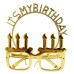 İt'S My Birthday Yazılı Taç Ve Mum Şekilli Gözlük Seti Altın Renk