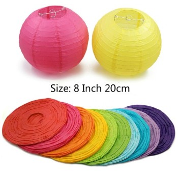 Japon Feneri Kağıt Süs 6 Adet Pembe Renk 20 Cm