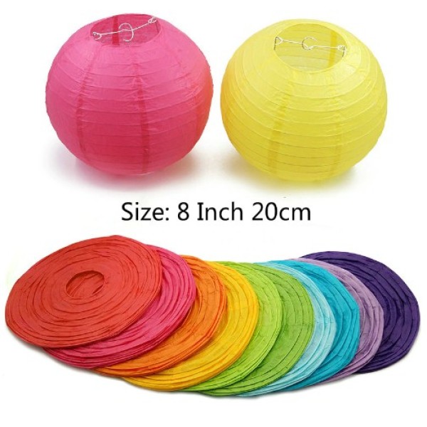 Japon Feneri Kağıt Süs 6 Adet Pembe Renk 20 Cm