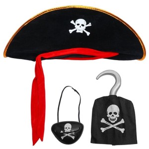 Kadife Kaptan Jack Korsan Şapkası Korsan Eli Ve Korsan Göz Maskes..