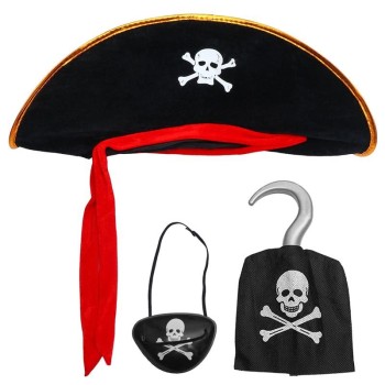 Kadife Kaptan Jack Korsan Şapkası Korsan Eli Ve Korsan Göz Maskes..