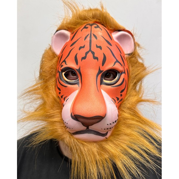 Kahverengi Yeleli Eva Malzeme Mega Aslan Peluş Maske 9 No