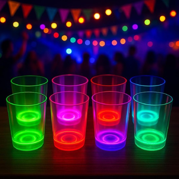 Karanlıkta Yanan Gece Işığı Mega Glow Bardaklar 8 Adet 8.5 X 10.5 Cm