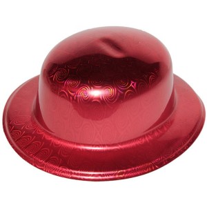 Kırmızı Renk Hologramlı Plastik Yuvarlak Melon 27X24 Cm