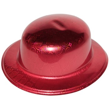 Kırmızı Renk Hologramlı Plastik Yuvarlak Melon 27X24 Cm