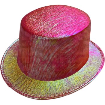 Kırmızı Renk Işıltılı Hologram Kumaş Kaplama Fötr Silindir Şapka ..
