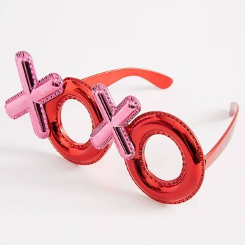 Kırmızı Renk Xoxo Yazılı Parti Gözlüğü 17X7 Cm