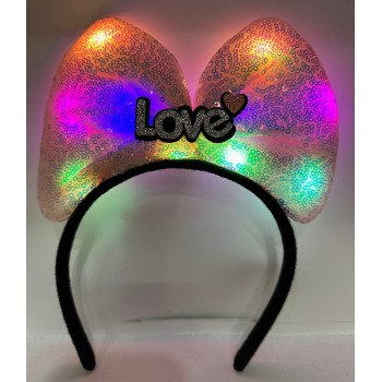 Led Işıklı 3 Farklı Fonksiyonda Yanan Gümüş Love Yazılı Toz Pembe..