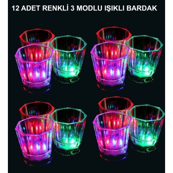 Led Işıklı Eğlence Bardakları - 3 Modlu Renk Değiştiren Bardak 12..