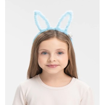 Led Işıklı Peluş Pofuduk Tavşan Kulak Tavşan Taç Bebek Mavisi 17X..