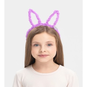 Led Işıklı Peluş Pofuduk Tavşan Kulak Tavşan Taç Lila 17X23 Cm