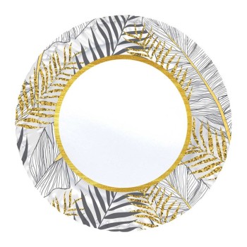 Luau Aloha Hawai Çiçekleri Altın Simli Yapraklar Tabak 23 Cm 8 Ad..