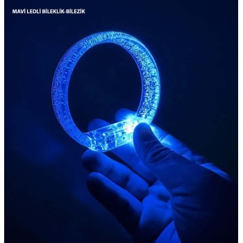 Mavi Led Işıklı Baskı Yapılabilen Pilli Bileklik Bilezik 1,5 Cm G..