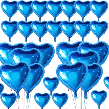 Metalize Parlak Mavi Kalp Şekilli Uçan Balon Folyo 18 İnç 45 Cm 2..