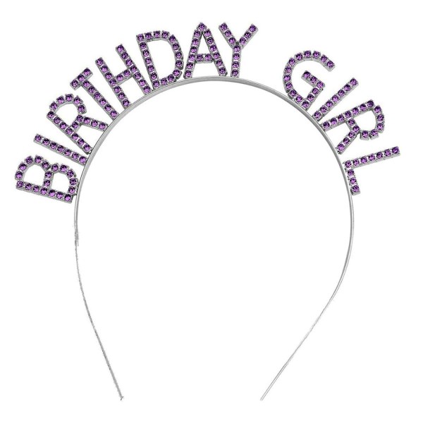 Mor Renk Kristal Taşlı Parlak Birthday Girl Yazılı Taç 16X17 Cm