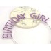 Mor Renk Kristal Taşlı Parlak Birthday Girl Yazılı Taç 16X17 Cm