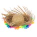 Naturel Renk Püsküllü Örme Hasır Hawaii Luau Aloha Şapka 13X36 Cm