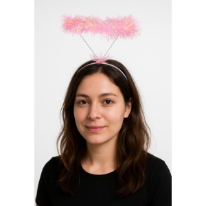 Pembe Metalize Melek Hare Taç Çocuk Yetişkin Uyumlu