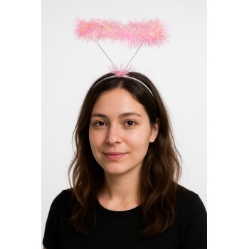 Pembe Metalize Melek Hare Taç Çocuk Yetişkin Uyumlu