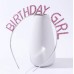 Pembe Renk Kristal Taşlı Parlak Birthday Girl Yazılı Taç 16X17 Cm