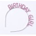 Pembe Renk Kristal Taşlı Parlak Birthday Girl Yazılı Taç 16X17 Cm