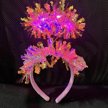Pembe Renk Pembe Işıltılı Püsküllü Led Işıklı Parlak Hologramlı T..